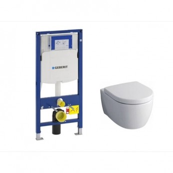 Комплект подвесного унитаза GEBERIT ICON RIMFREE 204060000 с крышкой сиденьем 574130000 и инсталляцией 111.300.00.5 Комплект подвесного унитаза GEBERIT ICON RIMFREE 204060000 с крышкой сиденьем 574130000 и инсталляцией 111.300.00.5