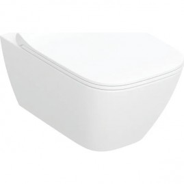 Унитаз подвесной GEBERIT SMYLE SQUARE 500.685.01.2 безободковый Rimfree® в комплекте с сиденьем (сэндвич) с плавным закрыванием SoftClose и быстросъемный кре